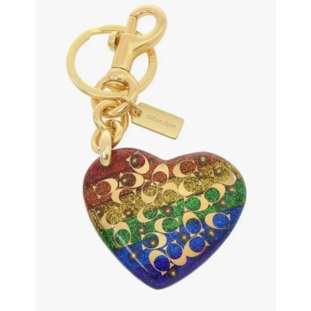 Coach Heart Rainbow Coin Purse NEW